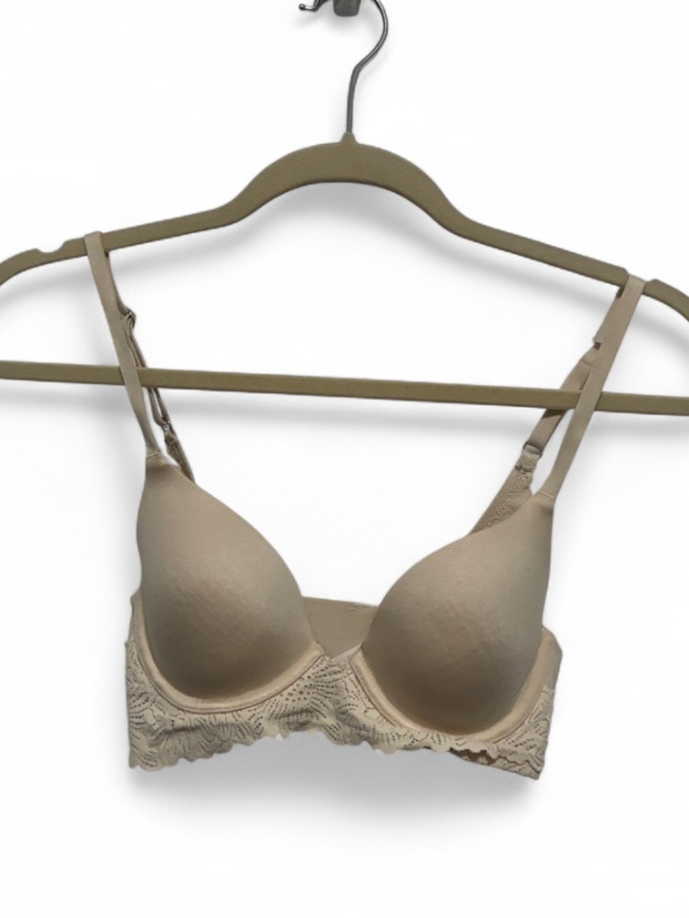 Aerie Real Sunnie Full Coverage Lace-Trim Bra in Cream